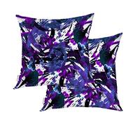 BaoNews Purple Blue Brushstrokes Throw Pillow Covers,Watercolor Splashes Exotic Cushion Cover Digital Blended Hidden Zipperl Decorative Pillowcases for Hair Skin Square 20X20 in 2 Pcs