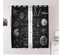 BaoNews Science Experiment Scientific Diagram Curtains for Bedroom, Chalk Drawing Educational Blackout Drapes Grommet insulated thermal curtains for Living Room, 52X63 Inches 2 Panels