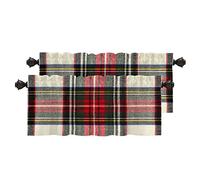 BaoNews Scottish Tartan Kitchen Valances for Windows,Green Wool Plaid Symmetric Square Fashion Blackout Valances Curtains Multilayer Polyester Drapes for Kitchen Bedroom 2 Pack 52X18 Inches