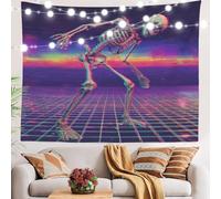 BaoNews Skeleton Digital Corruption Tapestry, Neon Cyberpunk Skeleton Scene Large Wall Hanging Polyester Tablecloths Tapestry Bedroom Room Living Room Dorm 39.4 x 59.1 Inches