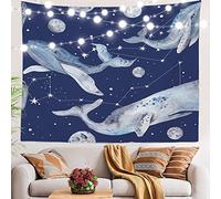 BaoNews Star Whales Watercolor Tapestry,Sea Animals and Constellation Large Wall Hanging Polyester Tablecloths Tapestry Bedroom Room Living Room Dorm 51.2 x 59.1 inches