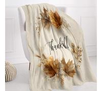 BaoNews Thankful Wreath Leaves Soft Throw Blanket, Autumn Leaves Circular Frame Warm Lightweight Blanket Washable Bed Throws for Adult Sofa Bed Bedroom Living Room Dorm Room, 200X150cm