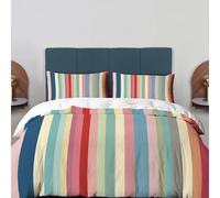 BaoNews Vertical Stripes Duvet Cover Set Queen Size, 3 Pieces Multicolored Pattern 100% Cotton Bedding Set Hotel Quality Comforter Cover Set with 2 Pillowcases(No Filler)