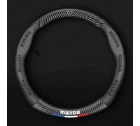 BAONITOU Car Steering Wheel Cover for Mazda 3 IV Sedan 2019-2024, Leather Steering Wheel Protector Cover Car Accessory Sports Style Wheel Cover,Bla-ck