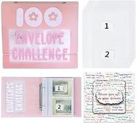 Baopinlady 100 Envelope Challenge Binder,Cash Binder with Envelope,Saving Challenge Binder,Money Saving Envelope for School,Home,Office