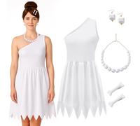 BAOPLAYKIDS Halloween Family Costume for Women White Dress Cosplay Party Outfit with Necklace Earrings Headpiece, White, Samll