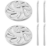 BAOPUSHIDAJILI Stainless Steel Oyster Plate Grill Pan Oyster Shell Shaped Oyster Plate Oyster Shell Shaped Serving Trays for Scallop 2Pcak Oyster Shell Shaped Pan and 4pcs Forks Set