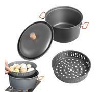 Baoqifong Camping Pot | 7.5L Outdoor Camping Steaming and Cooking Pot | Lightweight Heat-Resistant Camp Steamer Aluminum Alloy Portable Picnic Gear for Road Trip Grilling Fishing
