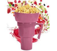 Baoqifong Drink and Snack Cup - Reusable Food Bowl Drink Cup Combo | Portable Food Beverage Container for Fruit Candy Chips Popcorn Beach Camping Travel Outdoor