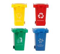 Baoqifong Miniature Garbage Cans, Miniature Garbage Cans With Opened Lids, 4 Colors Garbage Sorting Game Toy, Garbage Truck Toys, Small Trash Can Garbage Truck Toy With Lid & Wheels For Kid Toddler