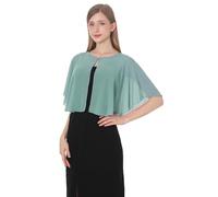 Baoqiya Capelets for women Chiffon Cape Soft Shawls and Wraps Wedding Capes 1920s flapper Cover Up, Bean Green, One Size