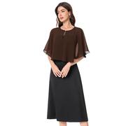 Baoqiya Capelets for women Chiffon Cape Soft Shawls and Wraps Wedding Capes 1920s flapper Cover Up, Brown, One Size