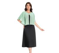 Baoqiya Capelets for women Chiffon Cape Soft Shawls and Wraps Wedding Capes 1920s flapper Cover Up, Mint, One Size