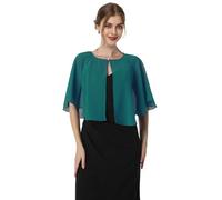 Baoqiya Capelets for women Chiffon Cape Soft Shawls and Wraps Wedding Capes 1920s flapper Cover Up, Tealgreen, One Size