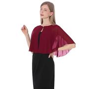Baoqiya Capelets for women Chiffon Cape Soft Shawls and Wraps Wedding Capes 1920s flapper Cover Up, Wine Red, One Size
