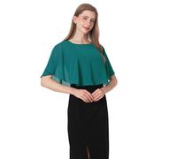Baoqiya Capelets for Women Shawls and Wraps Soft Chiffon Cape For Wedding Party Evening Dress Bridal Cover Ups, Teal, One Size
