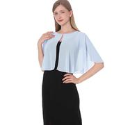 Baoqiya Chiffon Capelet Bridal Capes Soft Shawls and Wraps for Dresses Women Accessories, Sky Blue, One Size