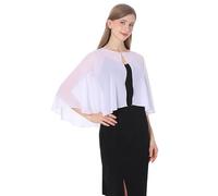 Baoqiya Chiffon Capelet Bridal Capes Soft Shawls and Wraps for Dresses Women Accessories, White1(plus), One Size