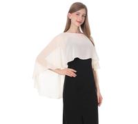 Baoqiya Chiffon Capelets for women Soft Shawls and Wraps for Evening Dresses Bridesmaid Wedding Sheer Cape Cover Up, Pale Champagne, One Size