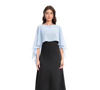 Baoqiya Chiffon Capelets for women Soft Shawls and Wraps for Evening Dresses Bridesmaid Wedding Sheer Cape Cover Up, Sky Blue, One Size