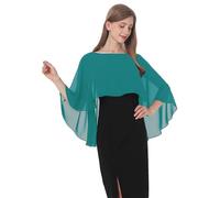 Baoqiya Chiffon Capes Soft Shawls and Wraps Capelets for Bridesmaid Wedding Formal Party Evening Dresses - green - One Size