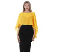 Baoqiya Chiffon Capes Soft Shawls and Wraps Capelets for Bridesmaid Wedding Formal Party Evening Dresses - Yellow - One Size