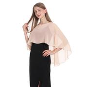 Chiffon Capes Soft Shawls and Wraps Capelets for Bridesmaid Wedding Formal Party Evening Dresses - gold - One Size