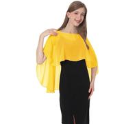 Baoqiya Chiffon Capes Soft Shawls and Wraps Capelets for Bridesmaid Wedding Formal Party Evening Dresses - Yellow - One Size
