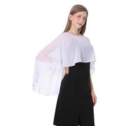 Chiffon Capes Soft Shawls and Wraps Capelets for Bridesmaid Wedding Formal Party Evening Dresses - White - One Size
