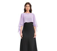 Baoqiya Women's Capelet Shawls and Wraps for Evening Dresses Soft Bridesmaid Shawl Chiffon Cape Wedding Cover Up, Lavende, One Size