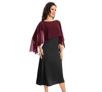 Baoqiya Women's Capelet Shawls and Wraps for Evening Dresses Soft Bridesmaid Shawl Chiffon Cape Wedding Cover Up, Burgundy, One Size