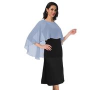 Baoqiya Women's Capelet Shawls and Wraps for Evening Dresses Soft Bridesmaid Shawl Chiffon Cape Wedding Cover Up, Blue Grey, One Size