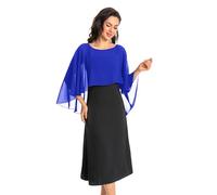 Baoqiya Women's Capelet Shawls and Wraps for Evening Dresses Soft Bridesmaid Shawl Chiffon Cape Wedding Cover Up, Royal Blue, One Size