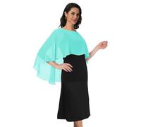 Baoqiya Women's Capelet Shawls and Wraps for Evening Dresses Soft Bridesmaid Shawl Chiffon Cape Wedding Cover Up, Aqua, One Size
