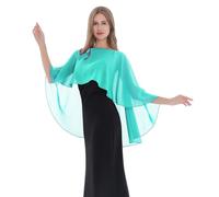 Baoqiya Women's Capelet Shawls and Wraps for Evening Dresses Soft Bridesmaid Shawl Chiffon Cape Wedding Cover Up, Aqua, One Size