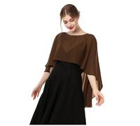 Baoqiya Women's Capelet Shawls and Wraps for Evening Dresses Soft Bridesmaid Shawl Chiffon Cape Wedding Cover Up, Brown, One Size