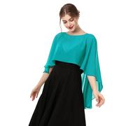 Baoqiya Women's Capelet Shawls and Wraps for Evening Dresses Soft Bridesmaid Shawl Chiffon Cape Wedding Cover Up, Turquoise, One Size