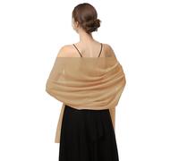 Baoqiya Women's Shawls and Wraps for Evening Dress Chiffon Shawl Soft Elegant Silky Pashmina Wedding Bridal Scarf, Camel, Length(79") * Width(19")