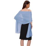 Baoqiya Women's Shawls and Wraps for Evening Dress Chiffon Shawl Soft Elegant Silky Pashmina Wedding Bridal Scarf, Blue Grey, Length(79") * Width(19")