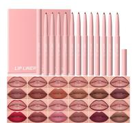 Baorder 12 Colors Matte Lip Liner Pencil Set,Creamy Velvet Lipstick,Long Lasting Waterproof Smooth High Pigmented Lip Makeup,One-Step Lip Makeup Kit