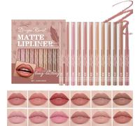 Baorder 12PCS Creamy Matte Lip Liner Pencil Set, Waterproof Long Lasting Color Lipstick,Soft Pink, Lip Filler Liner,Perfect Pout Gel Makeup Kit for Women