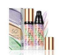 Baorder 2PCS 3 In 1 Makeup Primer with SPF 50,One Step Color Corrector Face Primer,Long-Lasting Hydrating Primer,Sunscreen Isolation Cream,Oil Control & Tone Correction Makeup Base