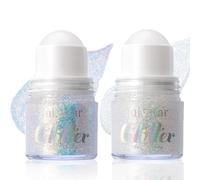Baorder 2PCS Roll-on Body Glitter Gel for Face Hair,Chameleon Color Changing Glitter Holographic Gel Under Light, Chunky Mermaid Sequins Festival Party Rave Accessories Shimmer Makeup