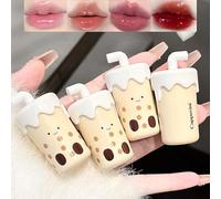 Baorder 4 Colors Hydrating Glossy Lip Gloss Set,Cute Milk Tea Liquid Lipstick Kit,Moisturizing Tinted Lip Balm,Plumping Lip Glaze,High Shine and Mirror