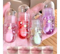 Baorder 4 Pcs Hydrating Cute Lip Gloss Oil Set,Fruit Flavored Lip Gloss,Moisturizing Tinted Lip Oil,Lip Care for Girls