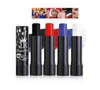 Baorder 4PCS Blue Red White and Black Lipstick,Face Body Paint Stick Kit, Eye Black Stick for Halloween,Safe Facepaint Lip Smacking White Foundation Lipstick Makeup