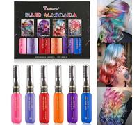 Baorder 6 Colors Instantly Hair Color Dye Temporary,Washable Bright Hair Mascara Color Chalk Rainbow for Girls Women and Men,Birthday Halloween Cosplay DIY Makeup