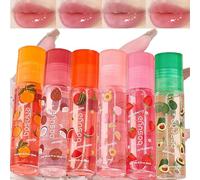 Baorder 6 Pcs Roll On Lip Gloss Set,Fruity Flavors Moisturizing Lip Stain,Transparent Lip Oil,Hydrating Shine,Women Lip care,Friendly,Party Gift