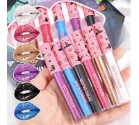 Baorder 6PCS Glitter Matte Liquid Lipstick Set for Halloween Makeup | Black Purple Red Silver Blue Gold Lip Gloss,Long-Lasting,Waterproof Smudge-proof Lip Stain Kit for Cosplay Goth Makeup
