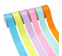BAORJCT Solid Color Double Sided Polyester Satin Ribbon Thin Satin Ribbon Pastel Satin Ribbon 6 Colors 1" X 5 Yard Each Total 30 Yds Per Package Ribbon Set, Perfect for Hair Bow, Gift Wrapping